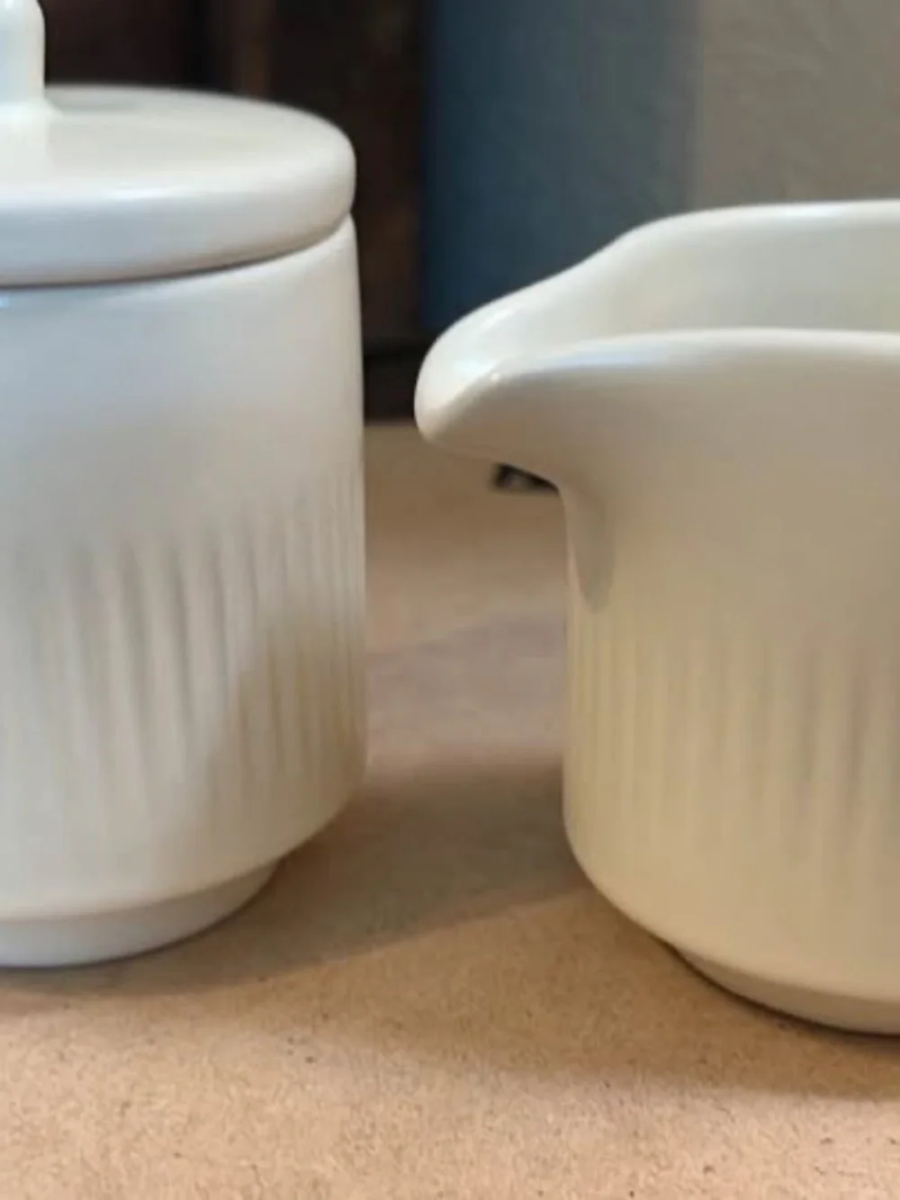 Citrine Everyday Collection Magenta Ribbed Ceramic Creamer & Sugar Jar Set
